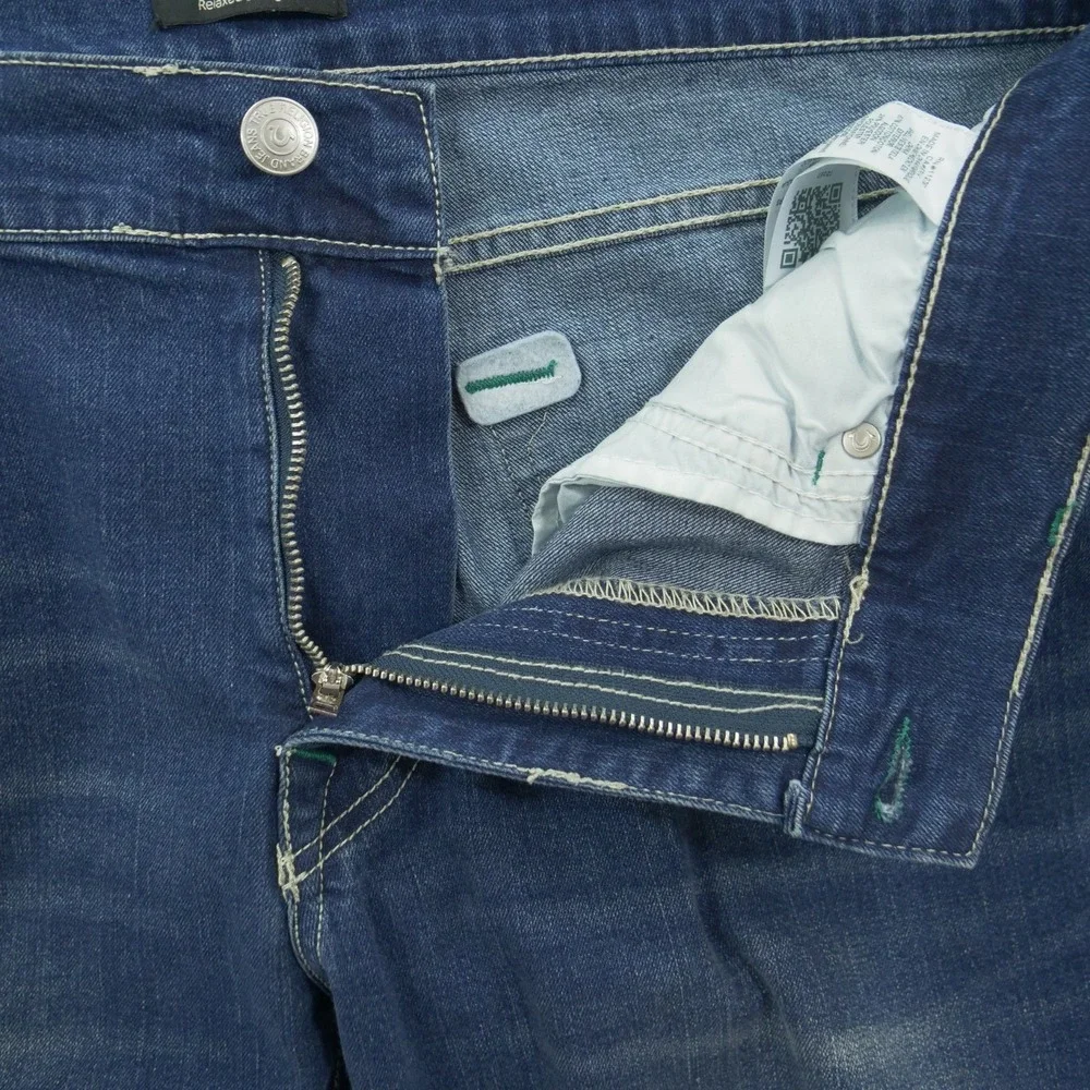 True Religion Jeans Mens 36 Blue Ricky Relax Slim Mid Rise Zip Fly